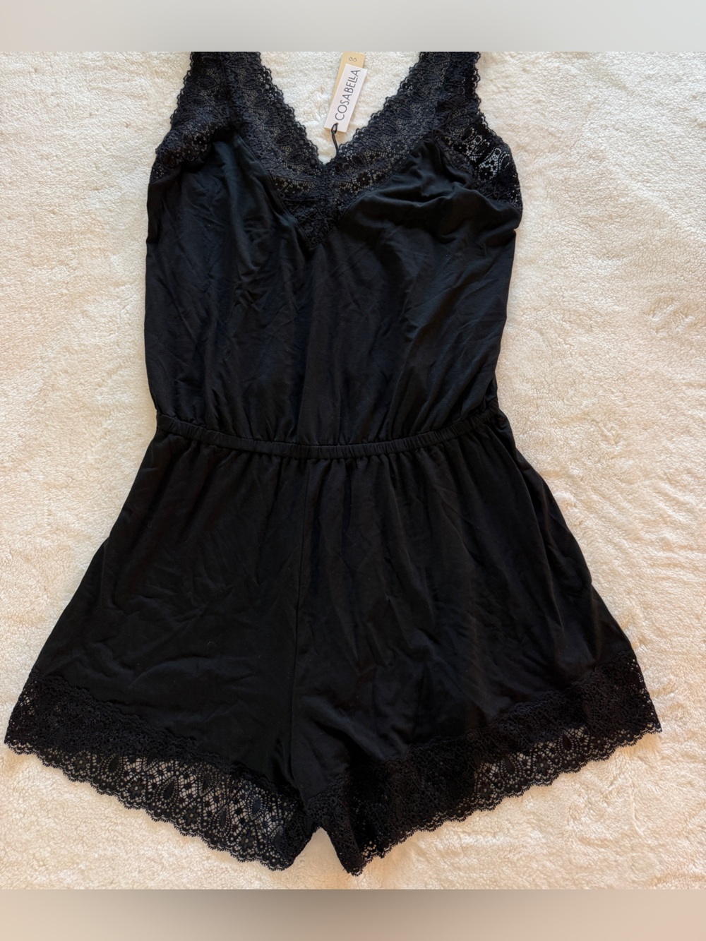 Cosabella Giulia Sleep Romper NWT Black Size Small Luxury Loungewear